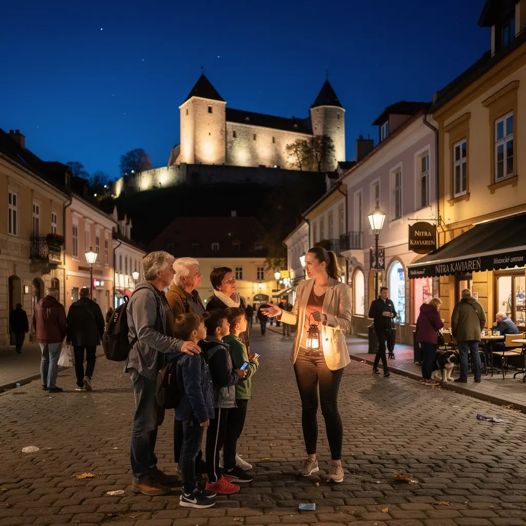 Visitors exploring a cobblestone street lined with colorful buildings, immersed in the rich history of the area.